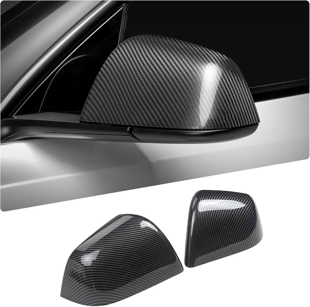 Side Mirror Cover Compatible With Tesla Model Y, Mirror Caps Guard for Model Y 2019-2024, Carbon Fiber Rearview Mirror-Cover Accessories for Tesla Model-Y Accessories