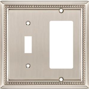 Henne Bery Sunken Pearls Heavy Duty Decorative Wall Plate Switch Plate Outlet Cover (Toggle/Decorator, Satin Nickel)