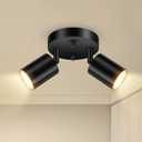 BoostArea LED 2 Light Track Lighting Kit, LED Track Lighting Fixtures, Black Round Ceiling Spot Lighting, Flexibly Rotatable Light Head for Kitchen, Living Room, Bedroom, GU10 Bulb Not Included