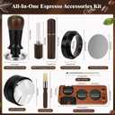 8 PCS Espresso Accessories Kit, 51mm Espresso Tamper Kit Coffee Tamper Set with Coffee Distributor, Espresso Tamping Station, WDT Tool, Dosing Funnel, Fits Delonghi 51mm Portafilter