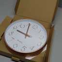 Wall Clock, Silent Wall Clocks Battery Operated 10 Inch- Modern Non Ticking Analog Clock with Large Numerals Tempered Glass Clocks for Bedroom, Living Room, Kitchen, Office Decor, Rose Gold