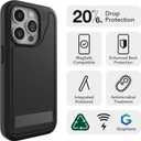 ZAGG Everest Snap iPhone 15 Pro Case with Kickstand - Drop Protection (20ft/6m), Triple-Layer Textured Cell Phone Case, No-Slip Design, MagSafe Phone Case, Black