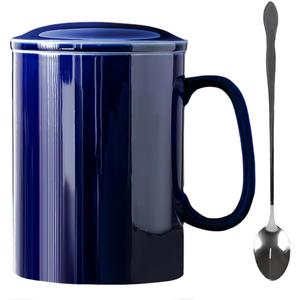 Extra Large Coffee Mug 33 oz, Super Big Ceramic Mug with Lid and Handle, Oversized Coffee Mugs Big Tea Mug for Office and Home (Blue)