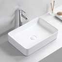 20 x13.6inch Bathroom Vessel Sink Rectangular Ceramic Sink Above Counter Basin White Porcelain Ceramic Vessel Vanity Sink Art Basin for Bathroom Lavatory Restroom, 20"X14"