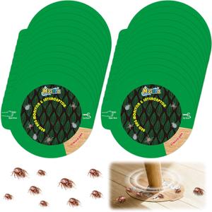 24 Pcs Bed Bug Monitor & Interceptor Glue Traps, Discreet Floor Color Classic Oak, Blocks Bed Bugs' Access to Beds/futon/Couch, for Hard Floor, New Upgraded Version Easier to Peel & Use
