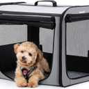 Dog Car Carrier Light Weight, Dog Carrier for Car, Portable Dog Car Crate with Breathable Windows, Foldable Pet Carrier for Both Indoor and Outdoor Use, Dog Travel Crate with Curtain Gray (Gray)