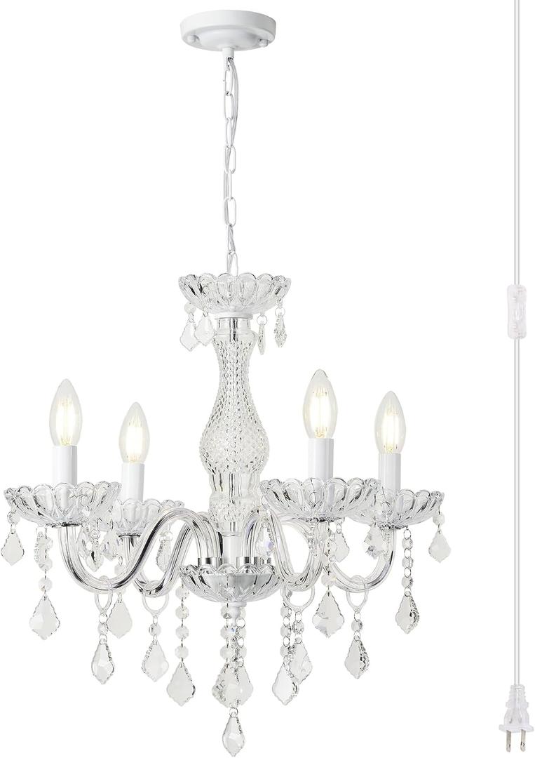 4-Light Farmhouse Crystal Chandelier, small
