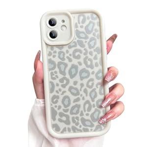 KANGHAR Case for iPhone 12 Leopard Printed Pattern Cute Cheetah Phone Case Soft TPU Shockproof Protective Cover for iPhone 12 6.1 Inch Beige with Gray Prints