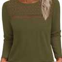BTFBM Lace Long Sleeve Shirts Womens Tops Dressy Casual (XXL)