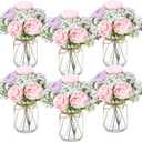Zeyune 6 Sets Mason Jar Flowers Centerpiece Table Decorations,Purple,Pink
