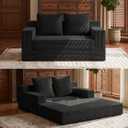 Boneless Loveseat Couch Folding Sofa Bed, Foldable Floor Futon Sleeper Couch Bed - Convertible Sofa Bed, Corduroy Pull Out Sofa Bed with 2 Pillows for Living Room & Bedroom