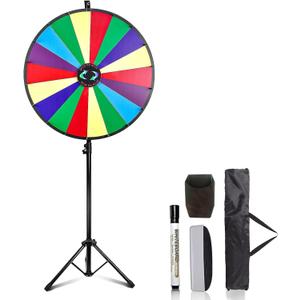 30 Inch 18 Slots Large Spinning Prize Wheel, Heavy Duty Spin Wheel Height Adjustable 54-67 Floor Stand Fortune Spinner with Dry Erase Marker & Eraser for Game Carnival and Tradeshow