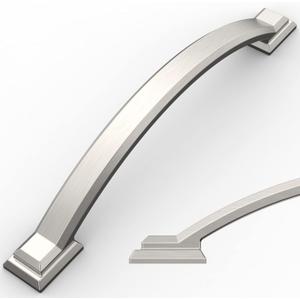 Amerdeco 10 Pack Brushed Satin Nickel Cabinet Pulls, 6.3 Inch(160mm) Hole Centers, Modern Arch Cabinet Handles for Kitchen Cabinets and Bathroom Drawers, ZH0016