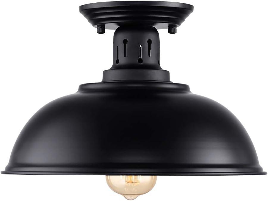 HMVPL Semi Flush Mount Ceiling Light Fixture, Farmhouse Light Fixtures, Black Outdoor Close to Ceiling Light for Porch, Entryway, Hallway, Foyer, and Gazebo