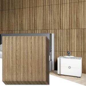 Art3d Slat Wall Panel, 3D Fluted Textured Panel 12-Tile 19.7 x 19.7in. - Walnut (Square - Walnut)