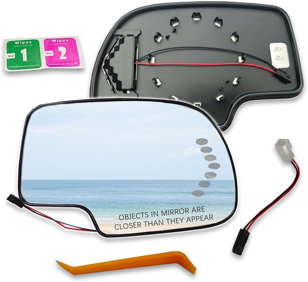 Passenger Right Side Heated Mirror Glass Compatible with 2003-2006 Cadillac Escalade, Chevrolet Avalanche, Silverado, Suburban, Tahoe, GMC Sierra, Yukon Right Side Convex Mirror with Turn Signal