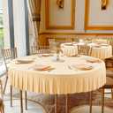 2 Pack Champagne Spandex Round Tablecloths 60 inch, Stretchy Fitted 5FT Table Cloths Wrinkle Free Round Table Covers with Skirt for Wedding Banquet Birthday Party Buffet Restaurant