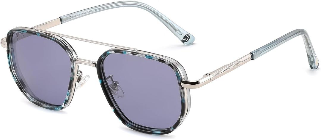 FEISEDY Polarized Aviator Sunglasses for Men Square Retro Metal Frame UV 400 Protection TAC Lens B0329