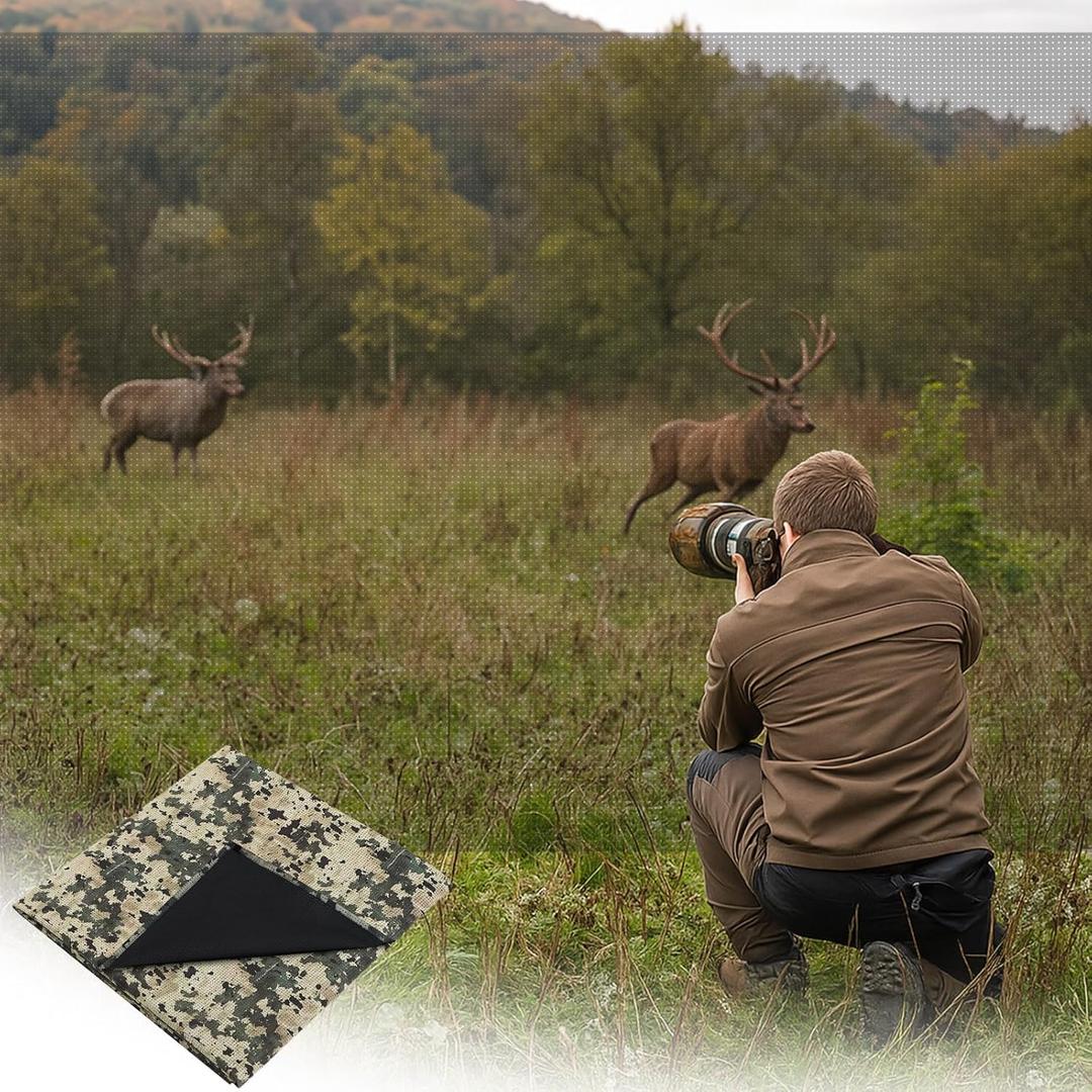 Threlaco 5 X13 ft One Way See Through Camouflage Mesh Camo Netting Material Duck Hunting Blind Ground Clear View Net Fabric for Deer Elk Waterflow Hunting Ground Tree Outdoor Shooting