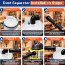 Dust Separator - High-Efficiency Cyclone Dust Separator, Low-Profile Dust Separator for Standard 5 Gallon Buckets, Wet & Dry Debris, Includes 90 Elbows & 2-1/2 Hose