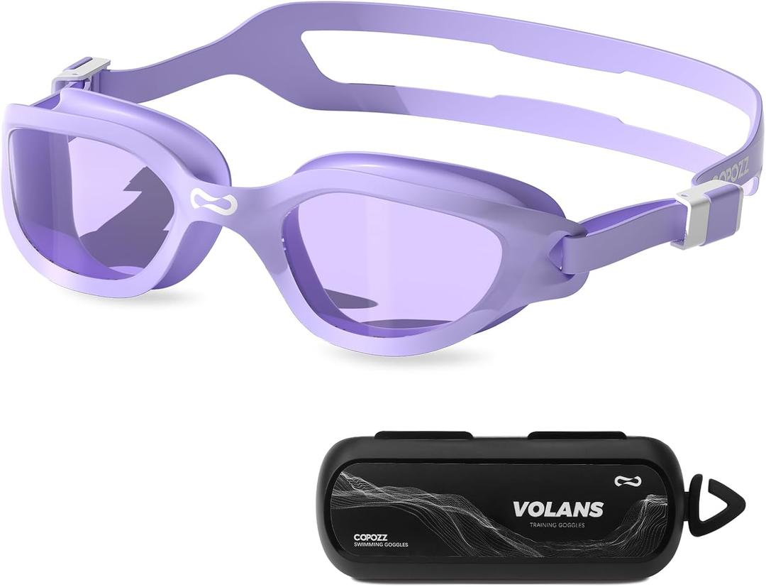 COPOZZ Swim Goggles Adult Women, Swimming Goggles for Women & Men, Anti-Fog No Leaking UV Protection for Adult (Light Purple)