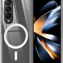 for Samsung Galaxy Z Fold 4 Magnetic Clear Case, Compatible with Wireless Charger and Magsafe Card Wallet, Simplistic Transparent Shockproof and Drop-Proof Case