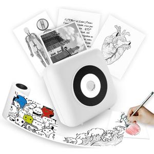 Sticker Printer, CP1 Print Pods Mini Printer, Portable Bluetooth Sticker Maker Machine, Inkless Thermal Pocket Printers for Study Graphics, DIY, Notes, Journal, Photos & Gift Blessings - White