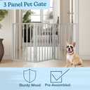 Pet Gate - 3-Panel Indoor Foldable Dog Fence for Stairs, Hallways, or Doorways - 54x24-Inch Retractable Wood Freestanding Dog Gates by PETMAKER (Gray)