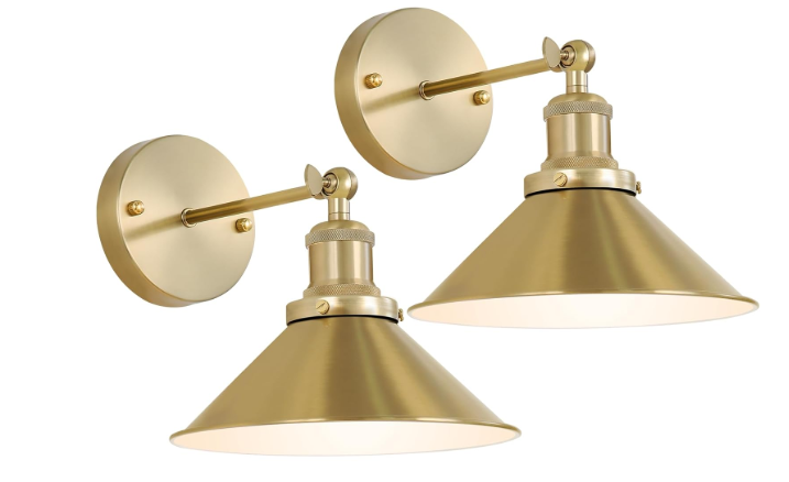 Bailoch Gold Vintage Wireless Battery Operated Wall Sconces, Rechargeable Cordless Battery Powered Led Wall Lights Set of 2, Wall Lamp Fixture Indoor with Remote Control for Bedroom Farmhouse Gallery