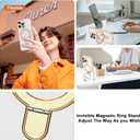 Compatible with iPhone 13 Pro Max Case with Magnetic Ring Stand [Compatible with Mag-Safe] Full Camera Lens Protector Soft Plating Shockproof Phone Case for iPhone 13 Pro Max 6.7", White