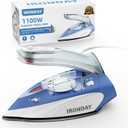 1100W Mini Travel Iron with Steam for Clothes with Dual Voltage, 2.7oz Water Tank, Temperature Control, Non-Stick Soleplate, Folding Handle, Portable Small Iron for Sewing, Quilting and Handcraft