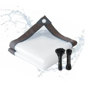 Vandham Clear Tarp, 8×10FT Plastic Tarps Heavy Duty Waterproof with Grommets, Rain Cover for Patio, Porch, Greenhouse, Chicken Coop Outside