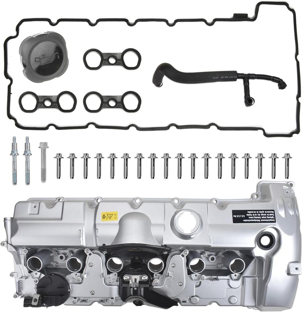 MITZONE N52 N51 Aluminum Valve Cover Kit Compatible with BMW E82 128i, E9X 323i 328i E60 528i E70 X5 3.0si E83 X3 E85 Z4 E89 Z4 F10 528i