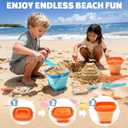 Dreamon Beach Toys, 2 Packs Travel Sand Toys for Kids Ages 4-8 | 10 PCS Sandcastle Building Kit with Collapsible Bucket, Mesh Bag, Sand Sifter, Shovel & Rake, Beach Essentials for Kids