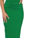 Duigluw Women's Summer Knit Sleeveless Crosscriss Cutout Ruched Bodycon Midi Dress with Slit (X-Large, Verdant)