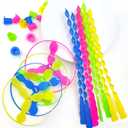 40 Pcs Flying Disc Toy Twisty Helicopter Spin Copter Plastic Propeller Flyer Saucers with Launchers Outdoor Toy Kids Party Favors Gifts
