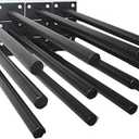 12 Pcs 10" Black Solid Steel Floating Shelf Bracket Blind Shelf Supports - Hidden Brackets for Floating Wood Shelves - Concealed Blind Shelf Support Screws and Wall Plugs Included