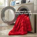 Leximan Cozy Faux Fur Throw Blanket for Couch, Reversible Plush Fluffy Decorative Bubble Throw for Sofa and Living Room, Soft Lap Blanket for Bed, Dog & Cat (Red, 40''x50'')