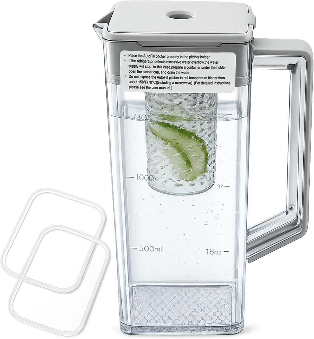 DA97-21261H Water Pitcher Compatible with samsung Refrigerators RF29BB8600QL, RF30BB6600QL, RF30BB660012, etc Refrigerator Water Pitcher, Includes 2 Spare Sealing Rings, Leak-Proof