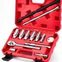13pc 3/8" Spark Plug Socket Set with Installation Tube, 3/8" Drive Ratchet Wrench,3 Extension Bars(3",6",10")Spark Plug Socket Sets, Gap Tool, U Joint,1/2" to 3/8" Adapter (13pcs)