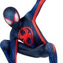 Marvel Miles Morales: Spider-Man Official Youth Deluxe Zentai Costume - Stretch Spandex with Hidden Zippers, Wrist Slits (XL) Multi