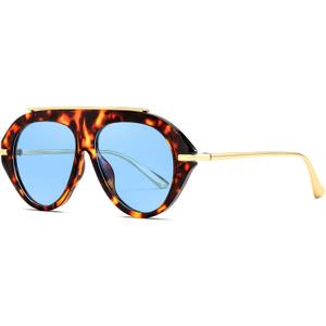 FEISEDY Retro Aviator Sunglasses for Women Men Trendy Oversized 70s Vintage Metal Sun Glasses B0408