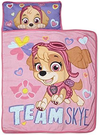 Paw Patrol Team Skye Toddler Nap-Mat Set - Includes Pillow and Plush Blanket – Great for Girls Napping During Daycare or Preschool - Fits Toddlers, Pink