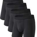 DAVID ARCHY Mens Boxer Briefs Premium Modal Underwear Breathable & Anti Chafing, Horizontal Fly, Supportive Pouch, 4 Pack (L, Black)