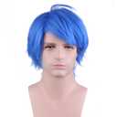 RightOn Blue Wig Short Wig Blue Cosplay Wigs for Costume Party and Dress Up Short Blue Wigs for Men and Women Halloween Hairnet Include