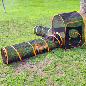 Portable Outdoor Cat Enclosure - Cube Play Run Outside Catio Tent with Tunnel Playpen - Mesh Playhouse for Indoor Cats - Cage-Free Outdoors Cat Playground - Pet Enclosures for Cats Small Animals