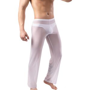 Men's Mesh See Through Pajama Breathable Long Pants Sleep Lounge Nightwear Homewear Bottoms (X-Large)