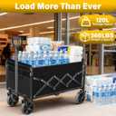 Wagons Carts Foldable, Collapsible Wagon with Wheels  Foldable Wagon for Groceries,Picnic,Beach,Camping, Small Hauls, Apartment Moving Storage, Portable Utility Folding Wagon Cart, 360lbs, Black