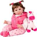 Aori Reborn Baby Girl Dolls - 22 Inch Realistic Lifelike Newborn - Handmade Soft Vinyl Girl Doll with Feeding Accessories | Weighted Cuddly Baby Toddler Gift Set for Kids 3+ (Pink Deer)