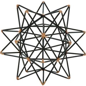 Deco 79 Metal Geometric Decorative Sculpture Home Decor Statue with Gold Accents, Accent Figurine 7" x 7" x 7", Black